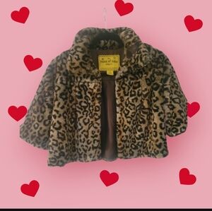 Girls Coat By: Piece of Cake, Faux Fur Cheetah Luxury Size 8/10 Medium